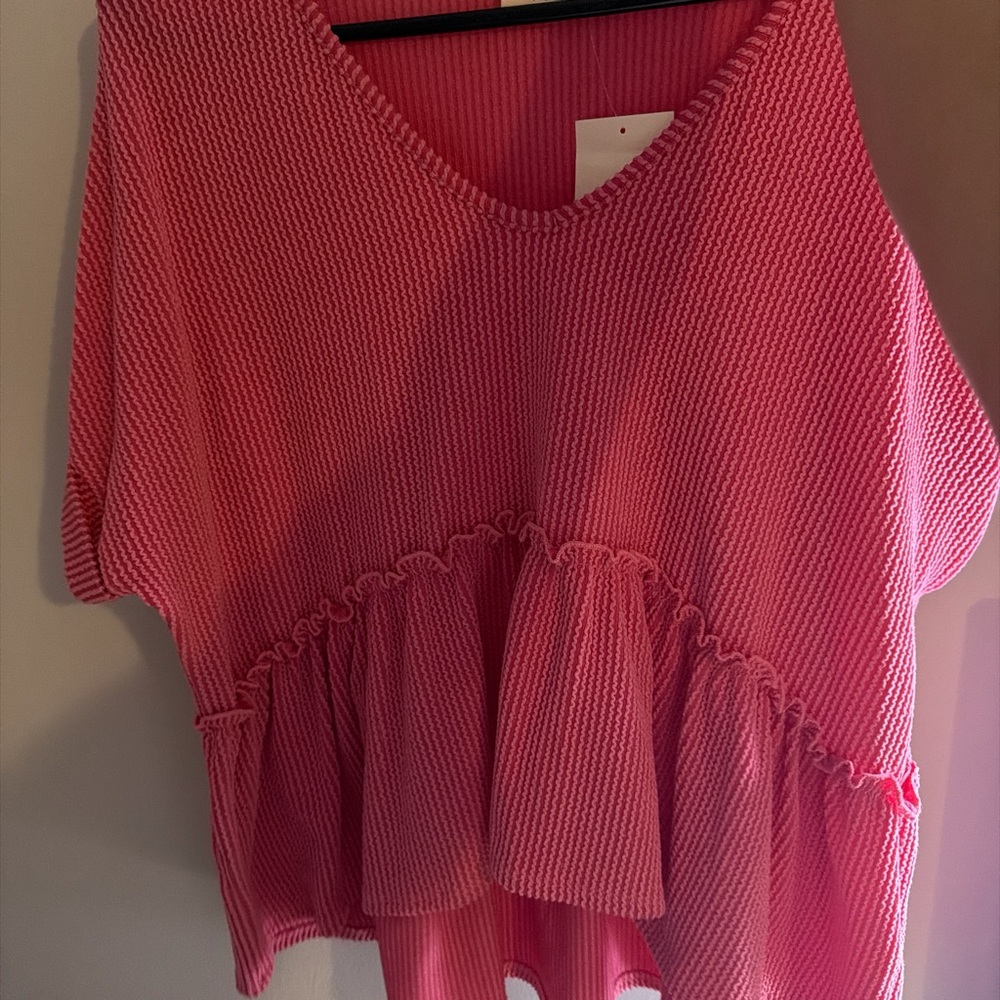 Pink ruffle layered top